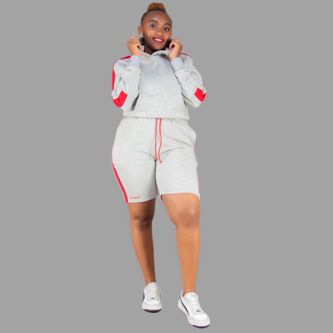 Women Light Grey/Red short Set