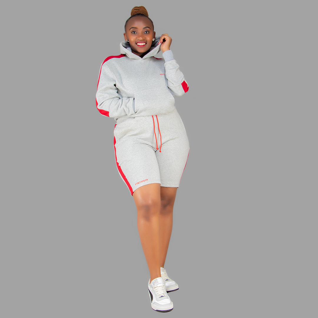 Women Light Grey/Red short Set