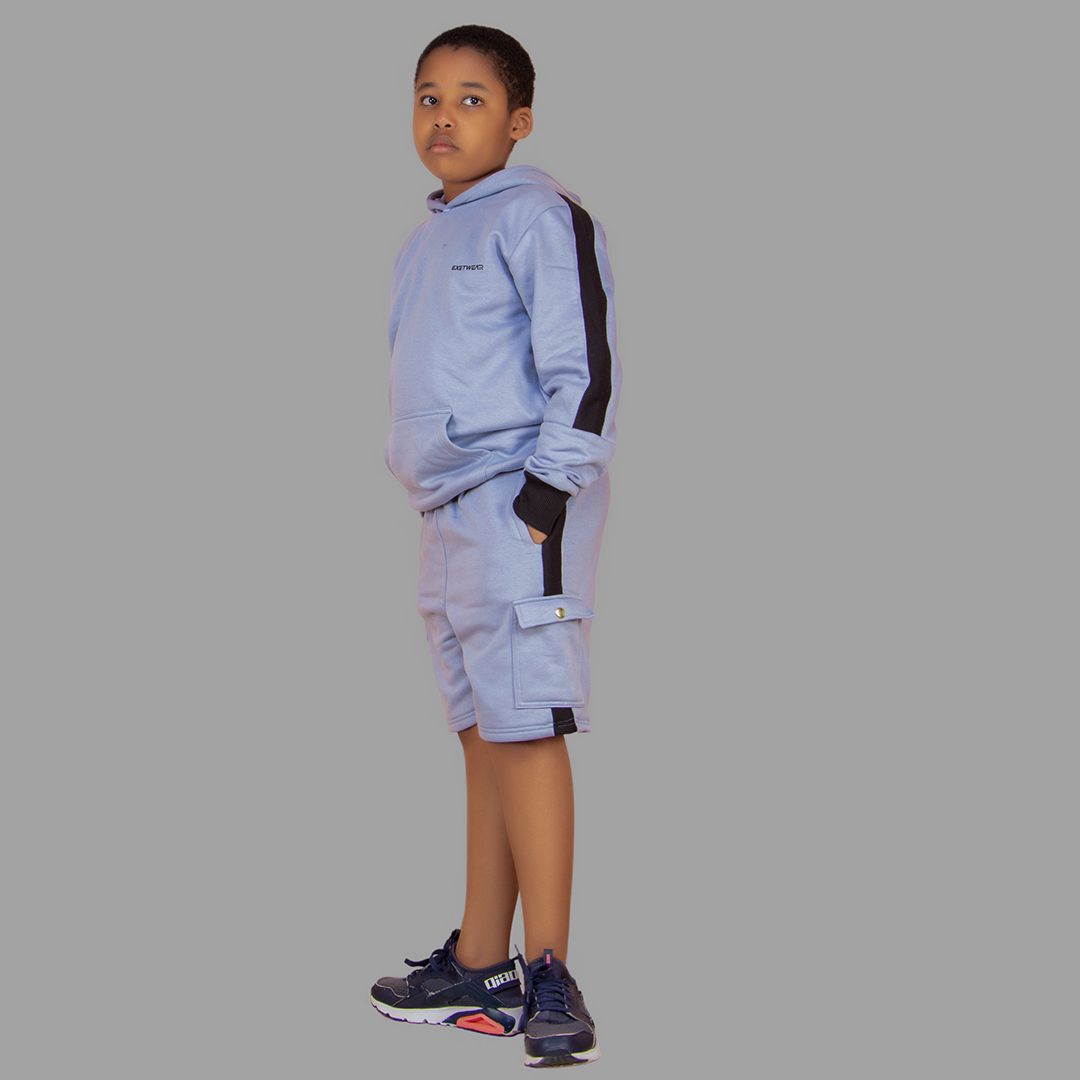 Boy's Navy Blue/Black Sweatshort Set