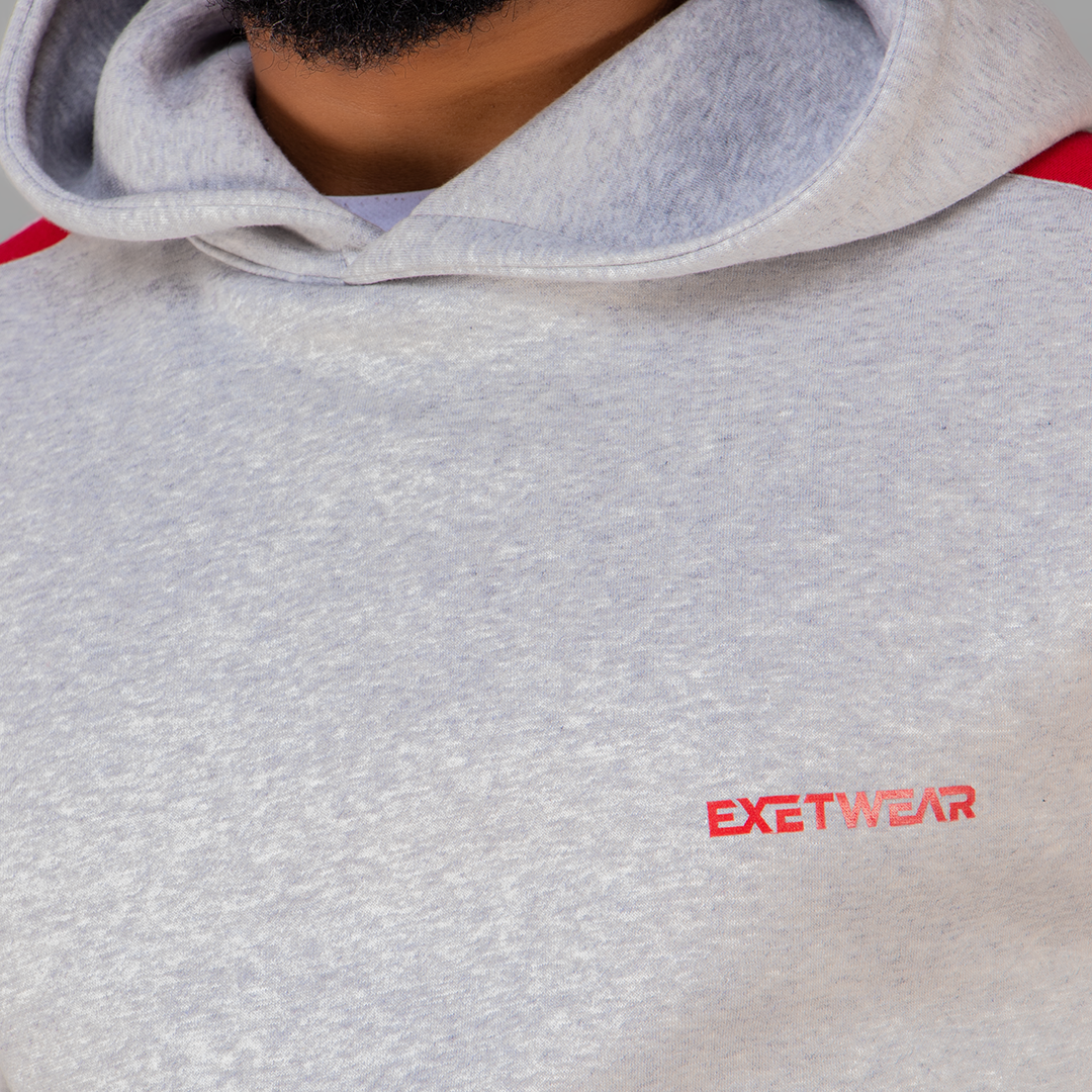 Exetwear Light Grey/Red Hoodie