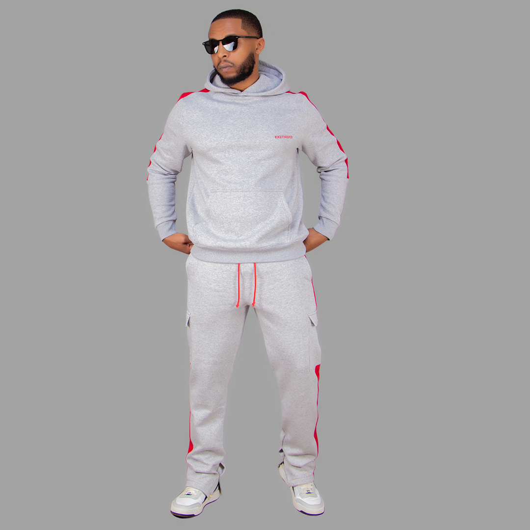 Men Light Grey Hoodie set