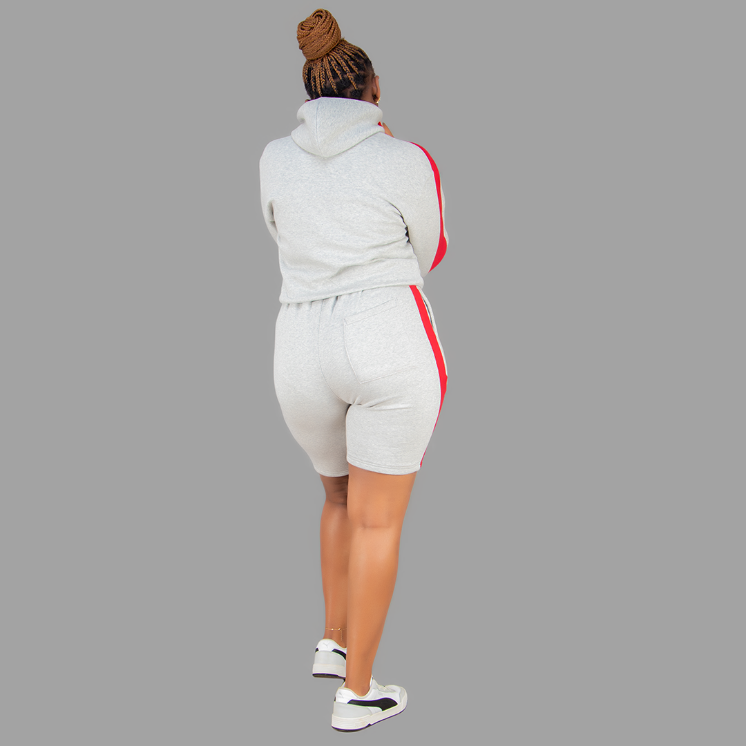 Women Light Grey/Red short Set