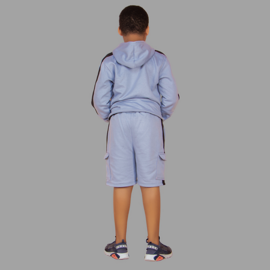 Boy's Navy Blue/Black Sweatshort Set