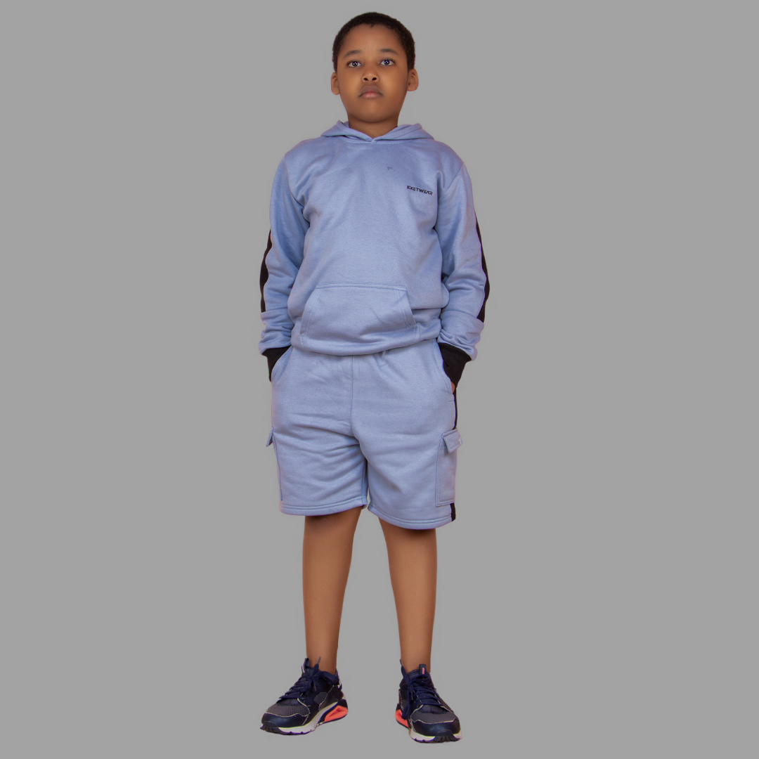 Boy's Navy Blue/Black Sweatshort Set