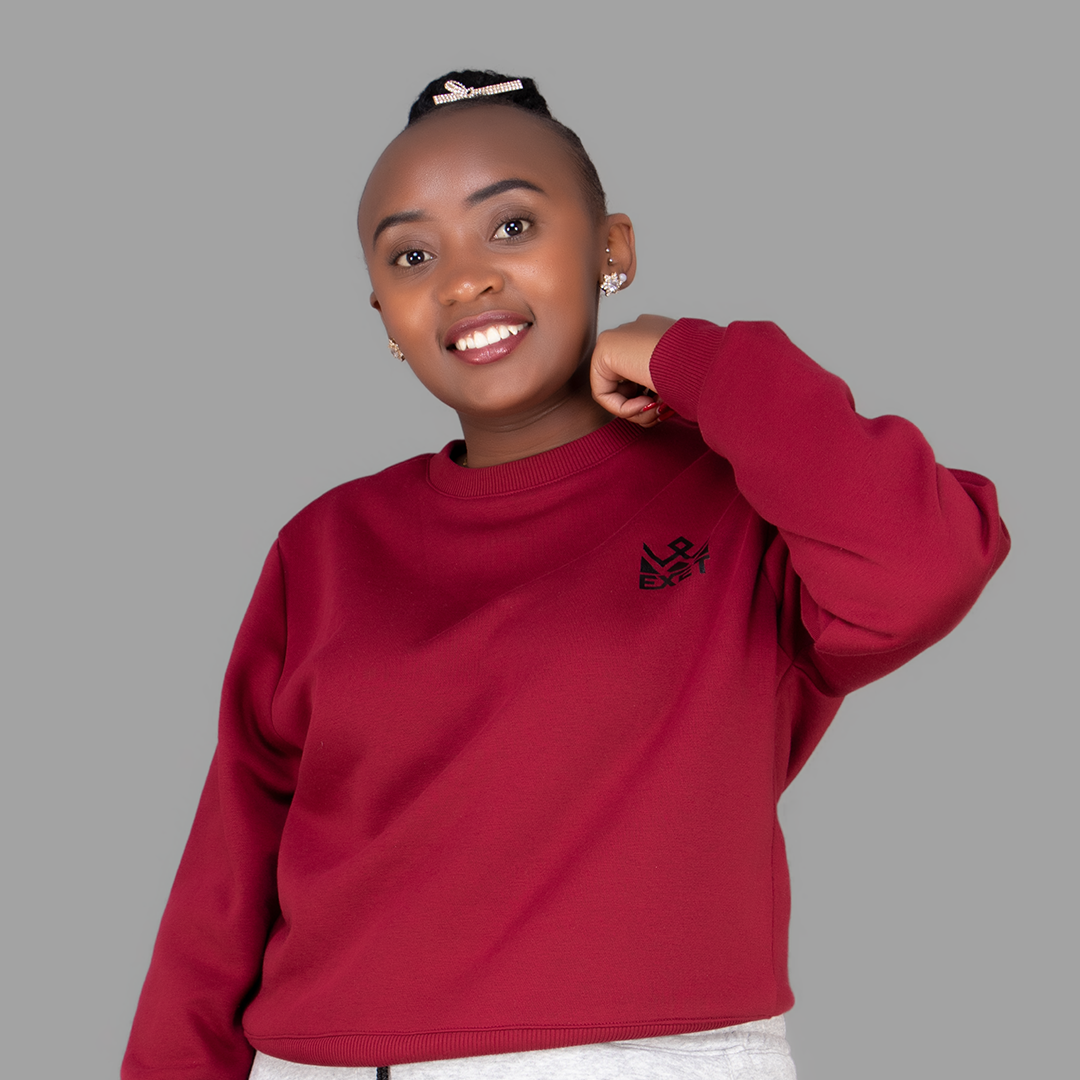 Women's Maroon Sweatshirt-Short Set.