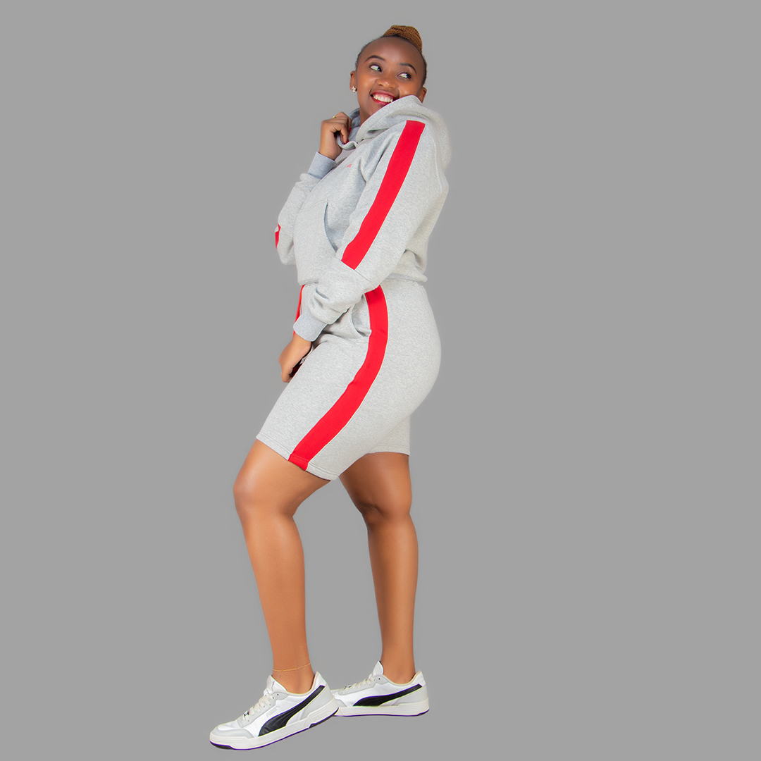 Women Light Grey/Red short Set