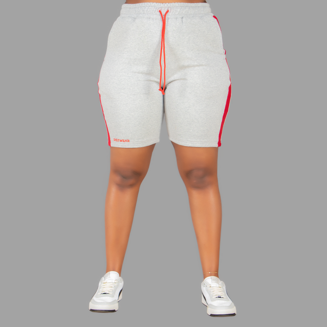 Women Light Grey/Red Shorts