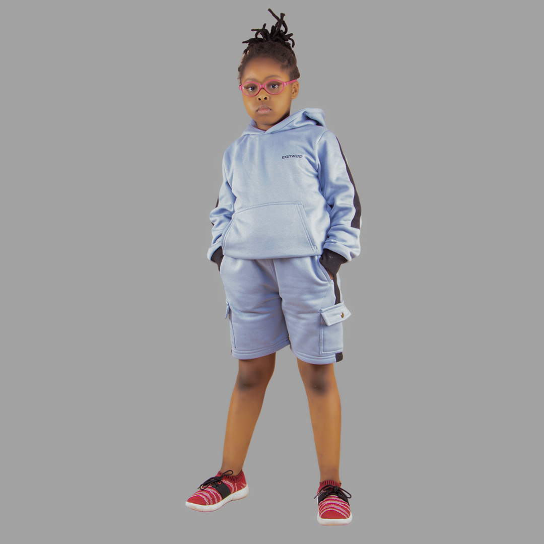 Girls Navy Blue/Black Sweatshort Set