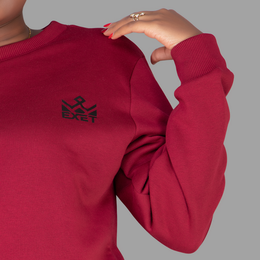 Women's Maroon Sweatshirt-Short Set.