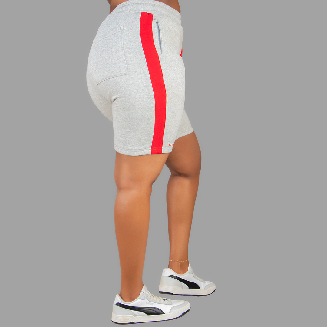 Women Light Grey/Red Shorts