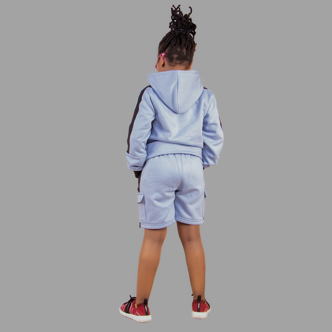 Girls Navy Blue/Black Sweatshort Set