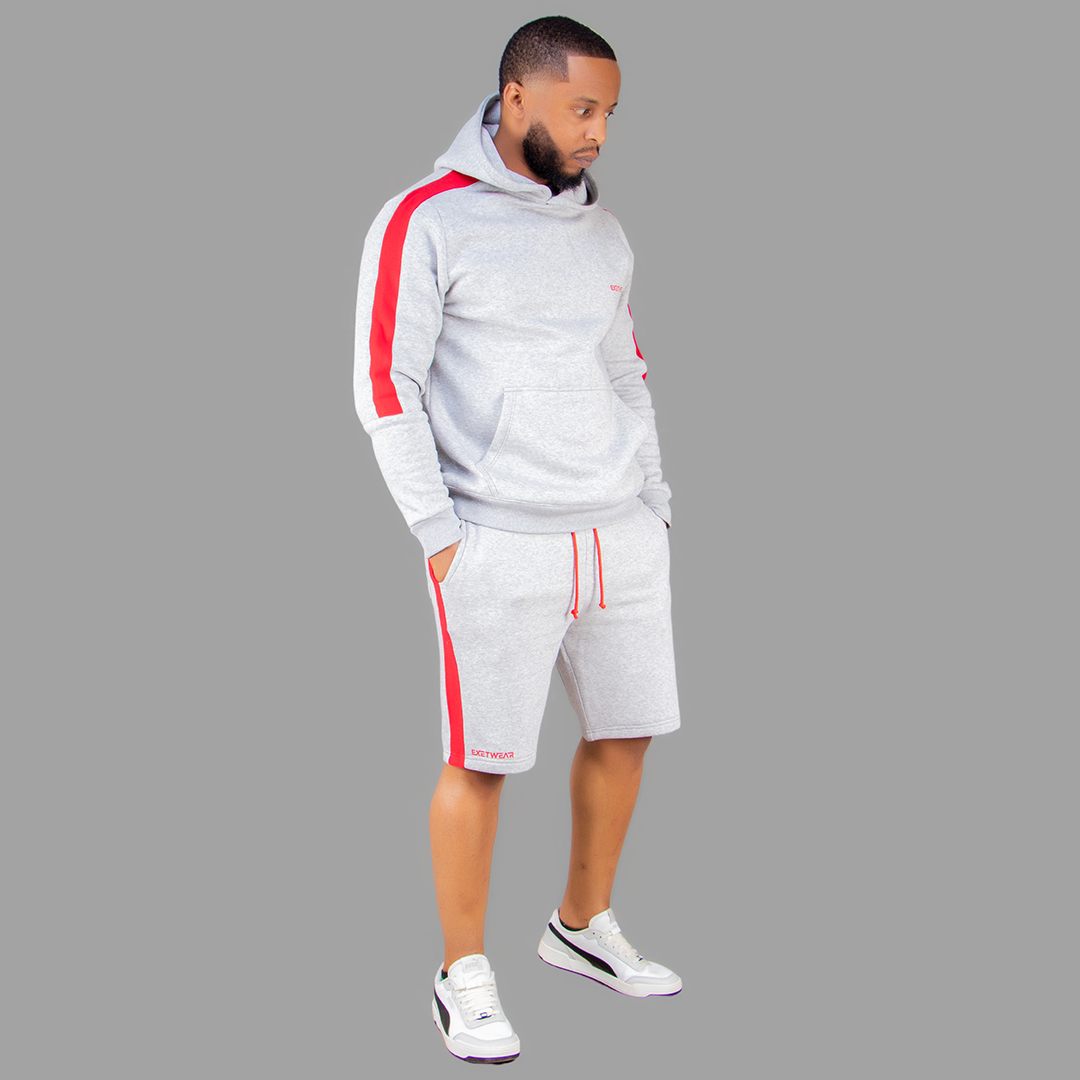 Exetwear Light Grey/Red Short Set