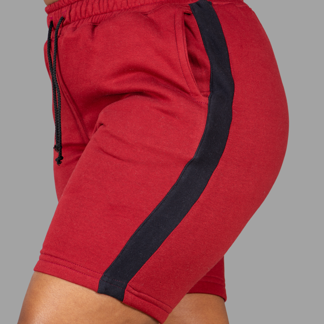 Women Maroon/Black Shorts