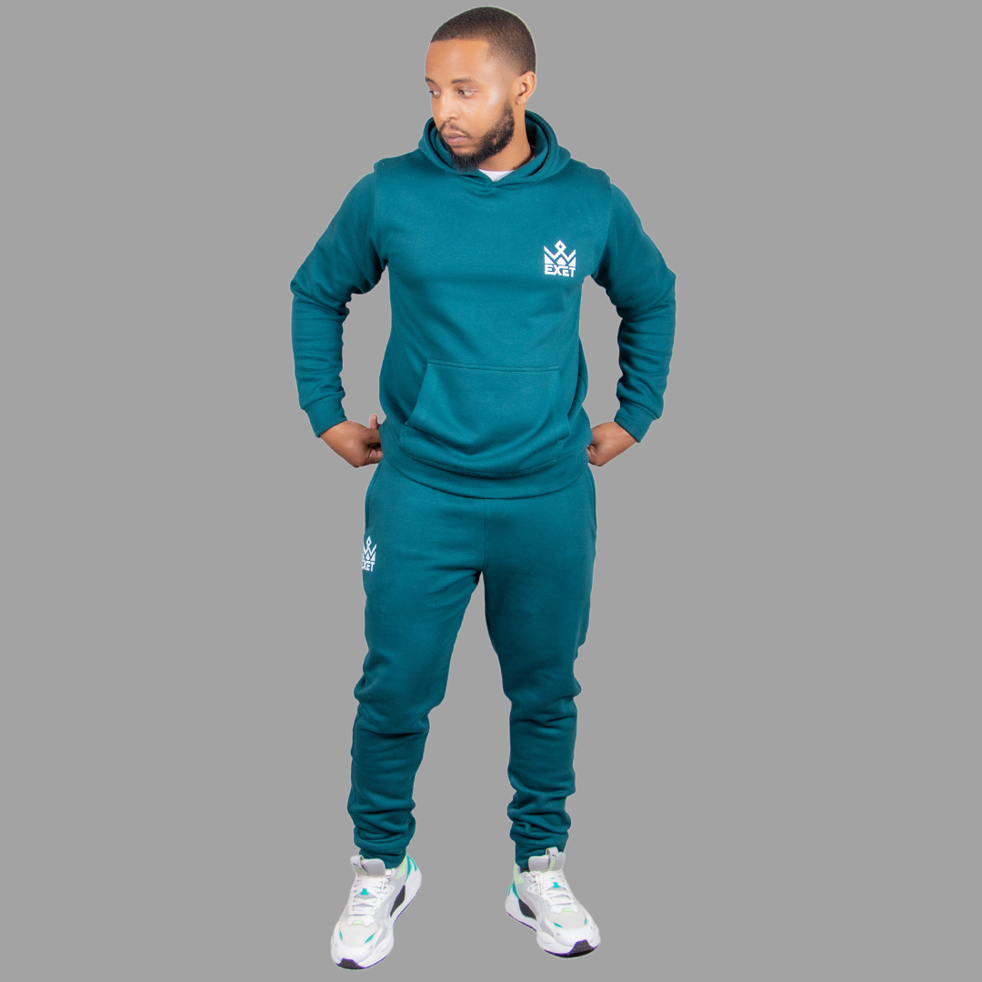 Exetwear Men's Teal Blue Hoodie Set