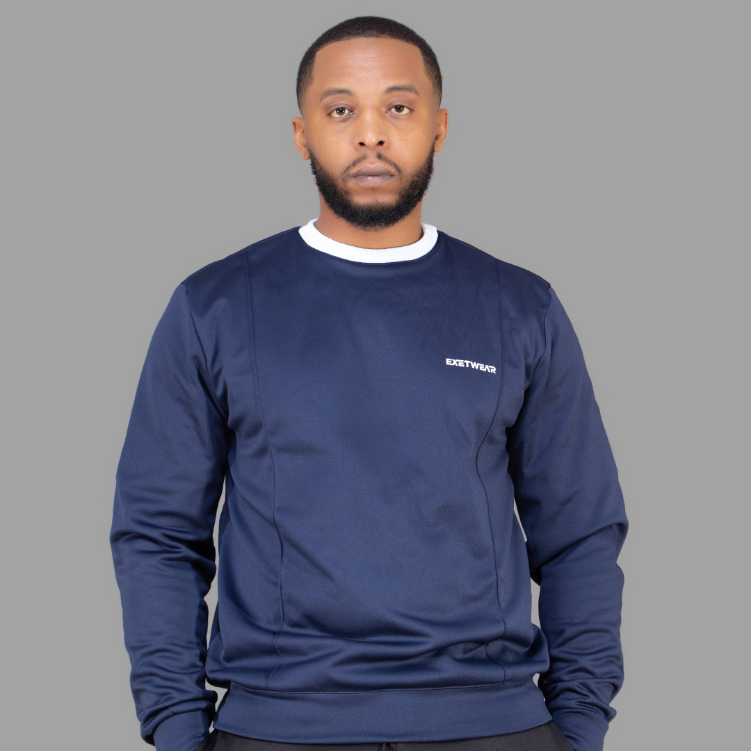 Men's Navy Blue Sweatshirt Short Set