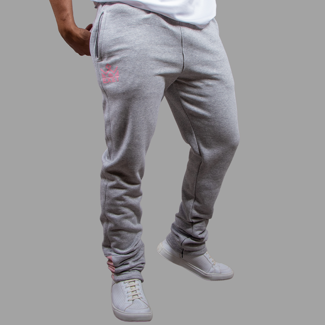 Men's Sweatpants in (Light Grey/pink accent)