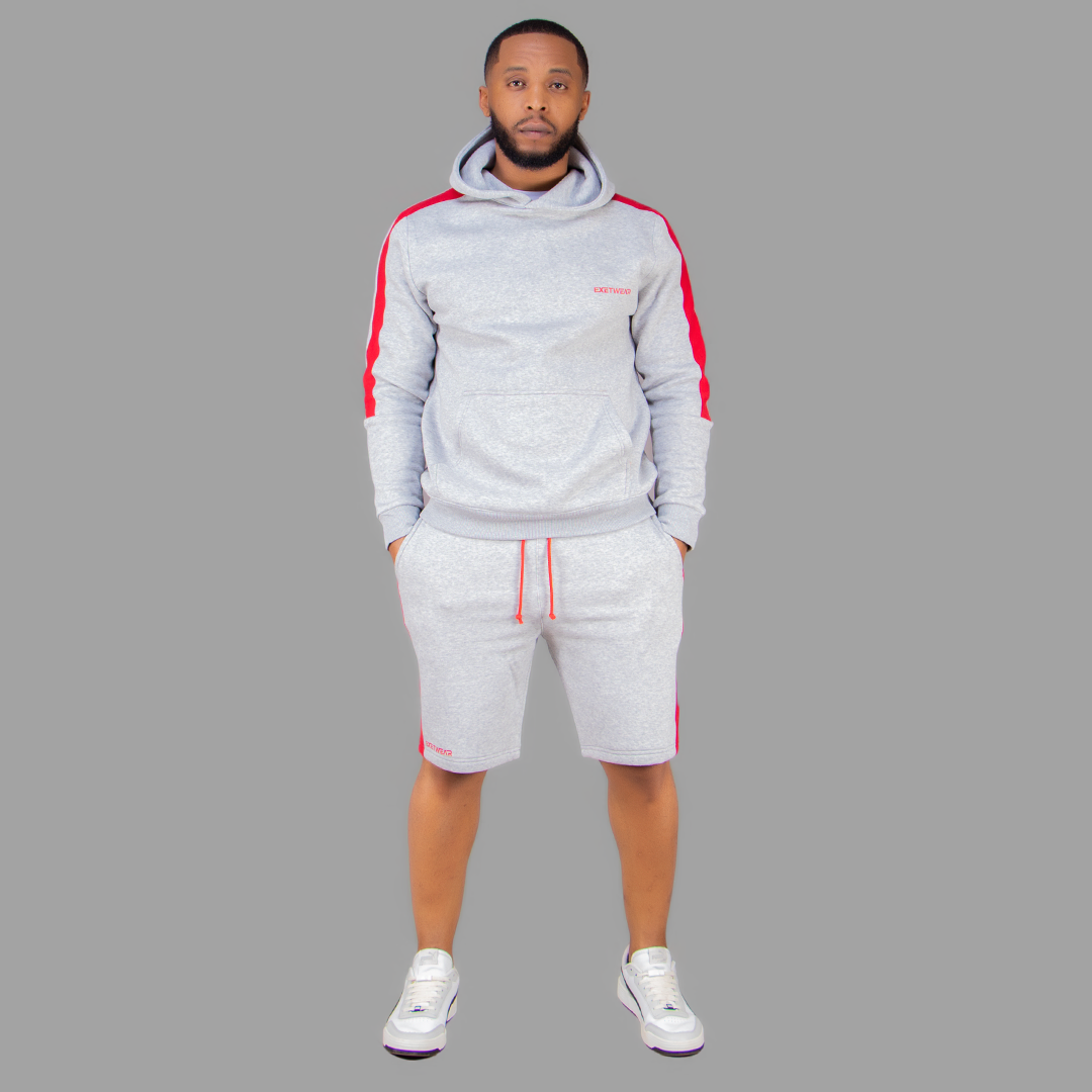 Exetwear Light Grey/Red Short Set