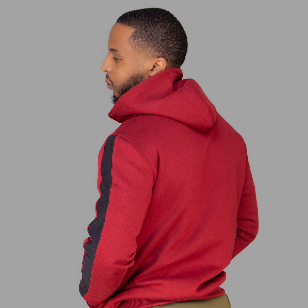 Exetwear Hoodie in Maroon (Black Stripes)