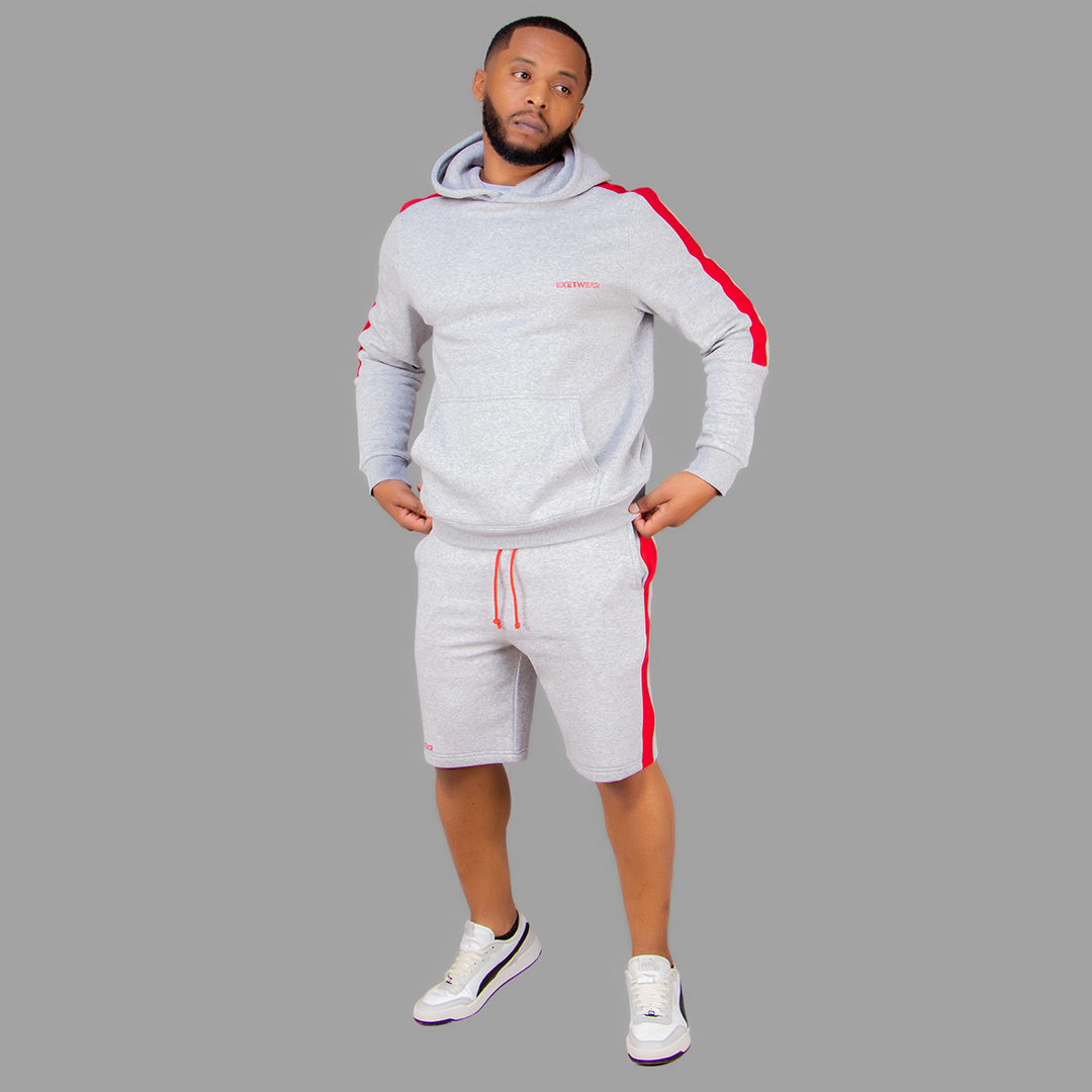 Exetwear Light Grey/Red Short Set