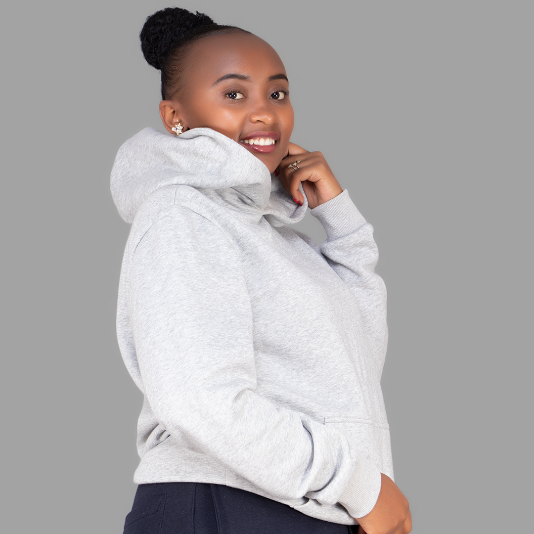 Women's Light Grey Hoodie-Short Set