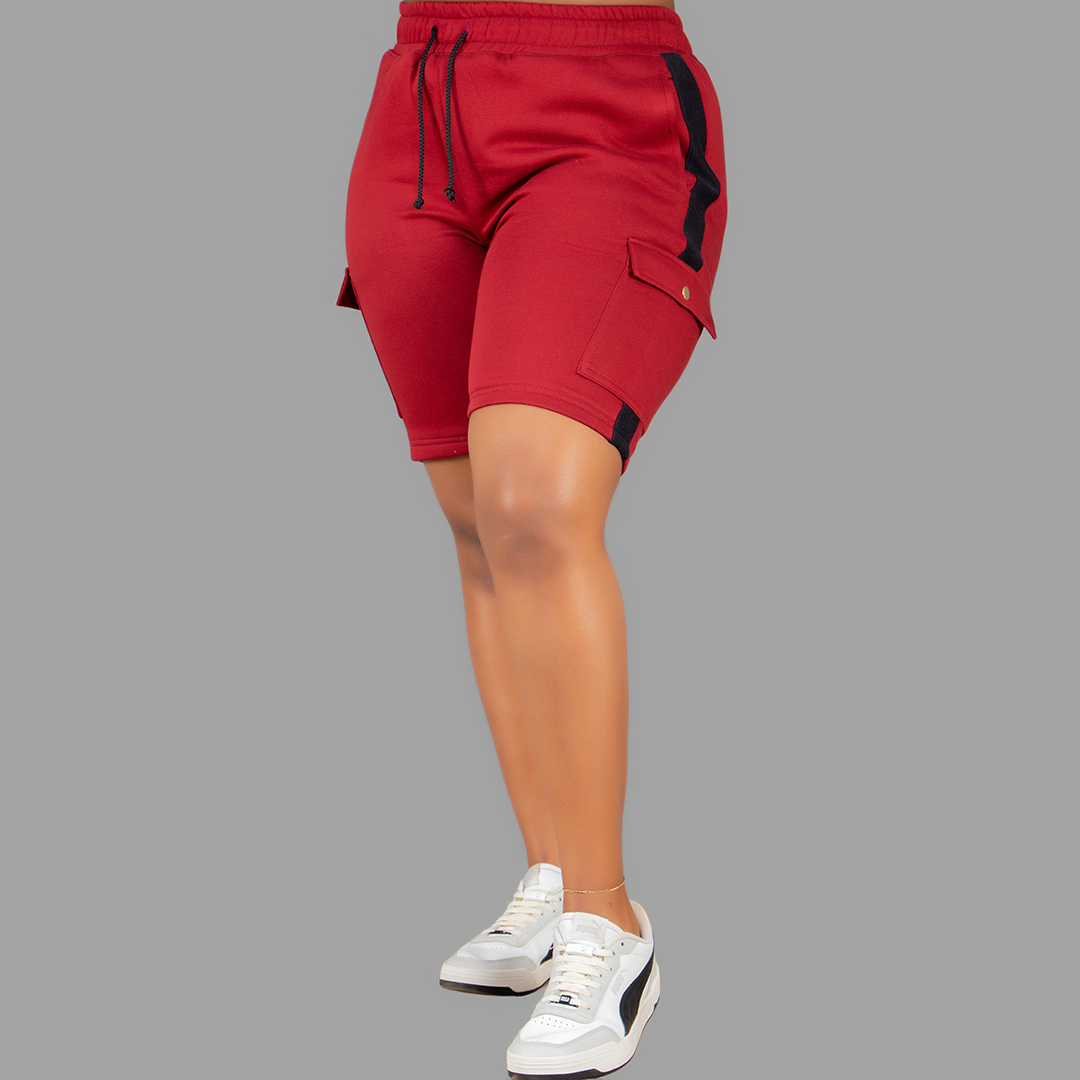 Women Maroon/Black SweatShort