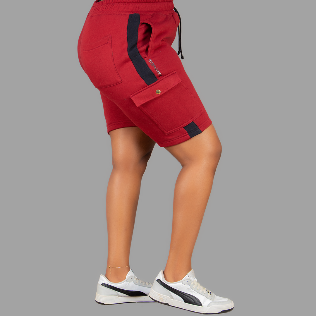 Women Maroon/Black SweatShort