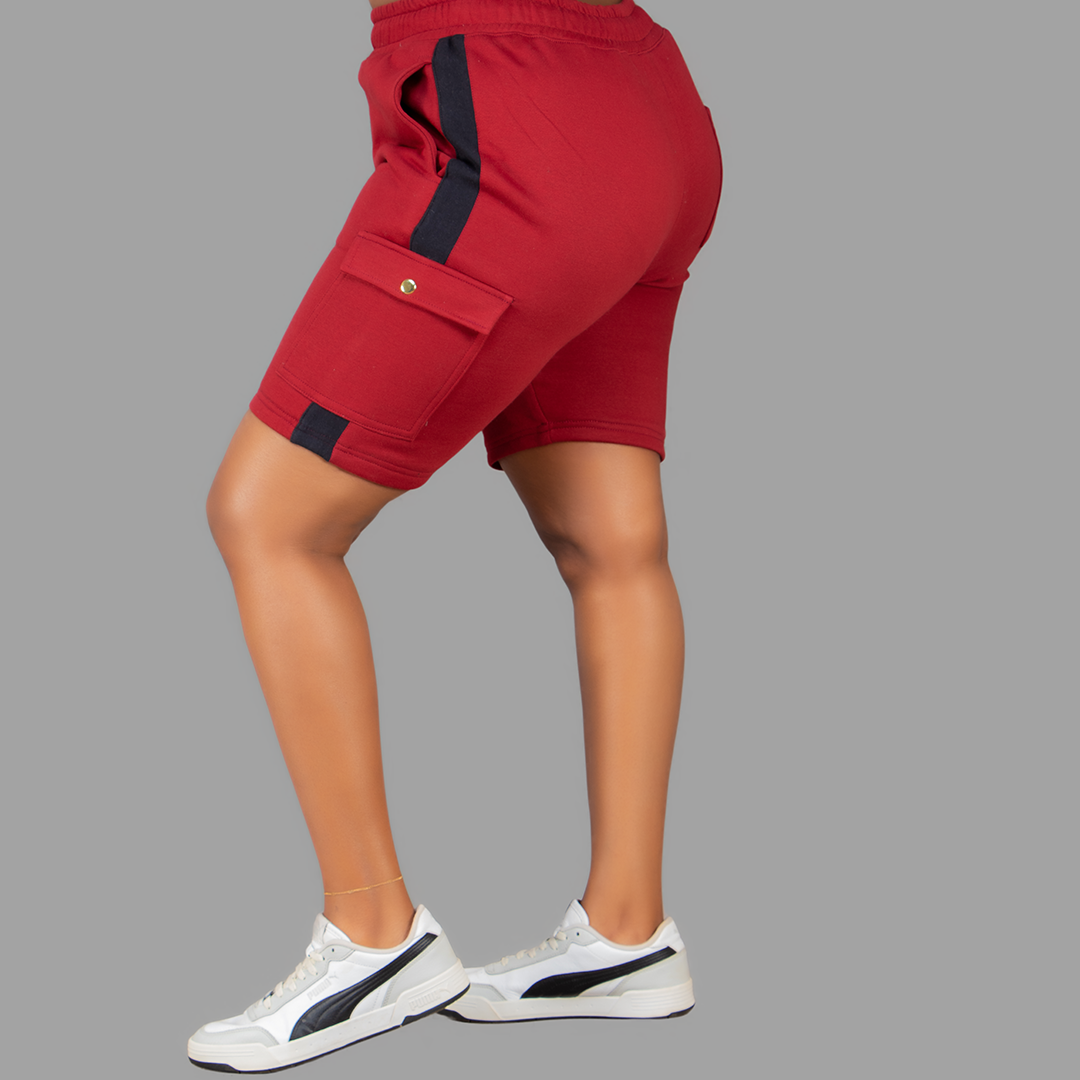 Women Maroon/Black SweatShort