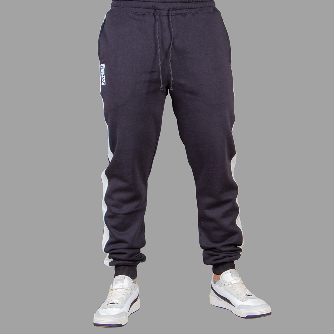 Men's Black Sweatpants Set (White Stripes)