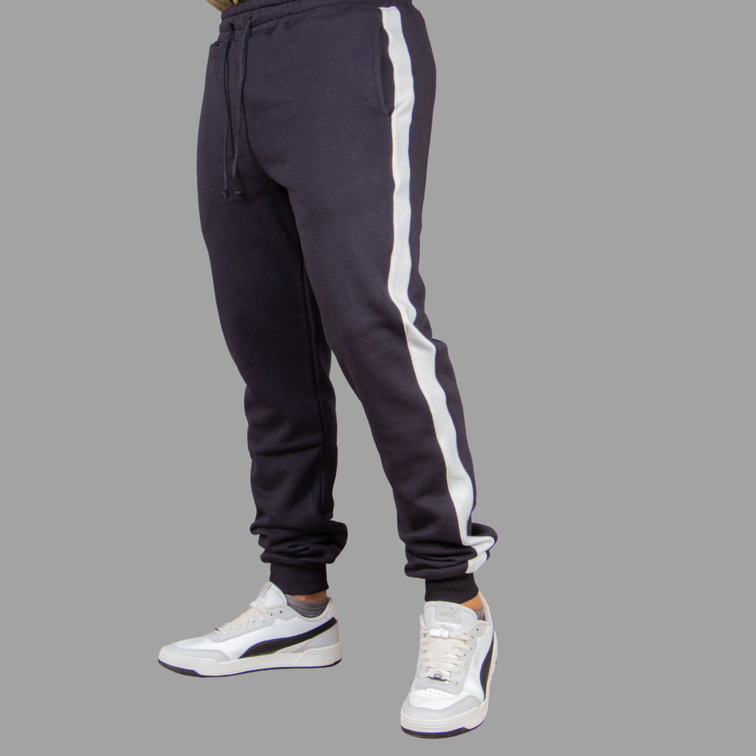 Men's Black Sweatpants Set (White Stripes)