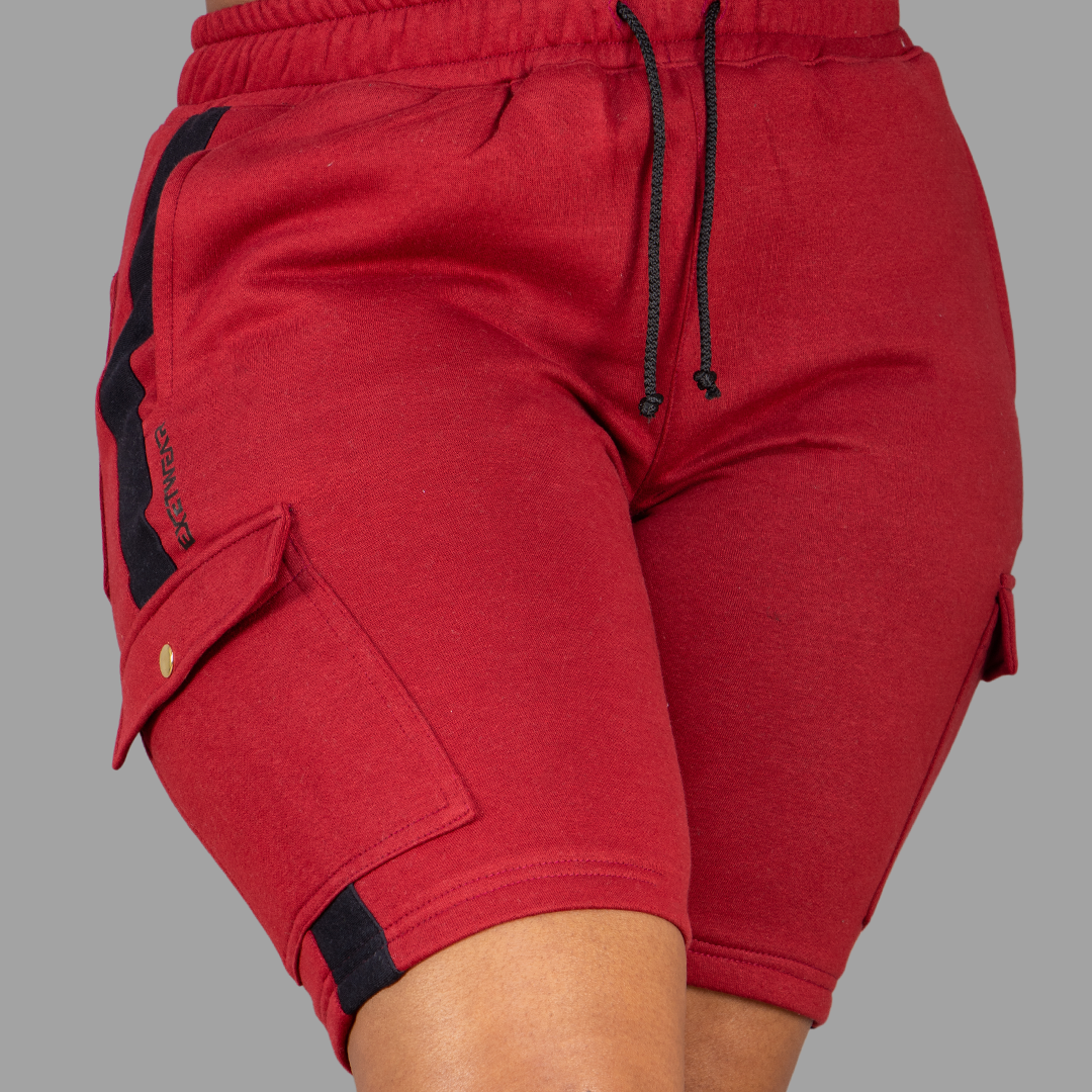 Women Maroon/Black SweatShort