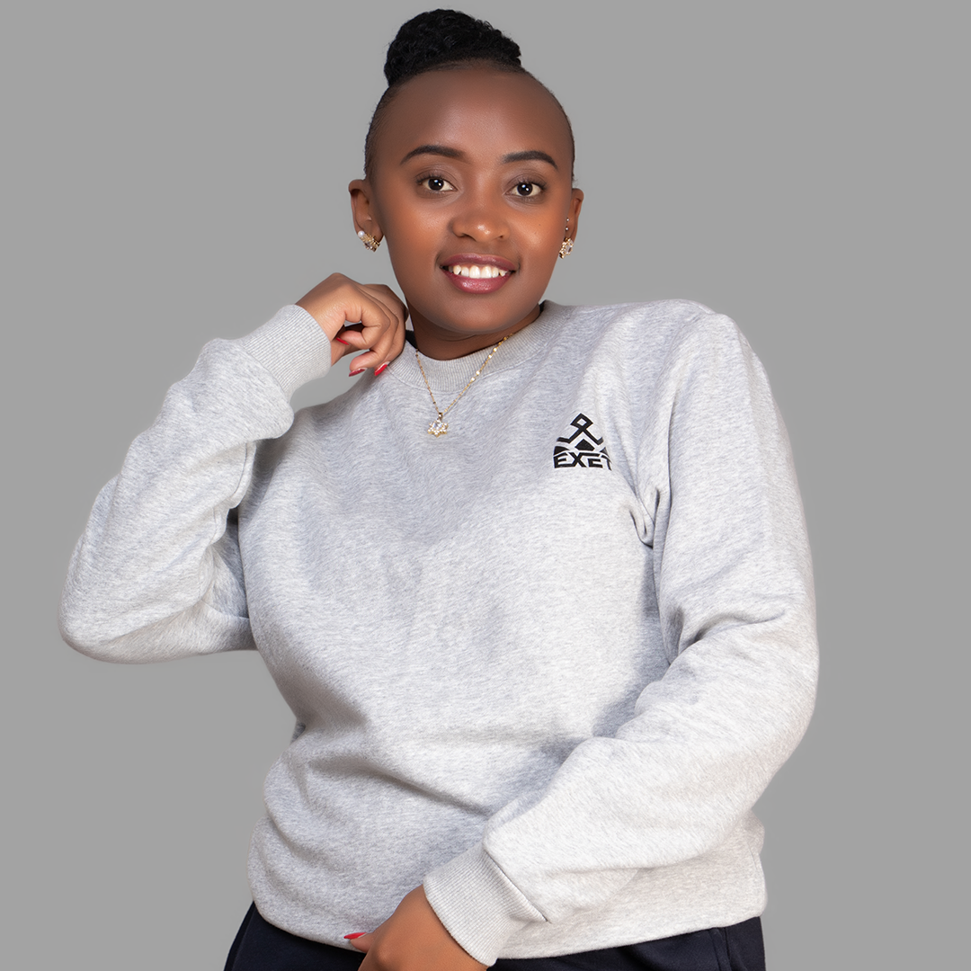 Women's Light Grey Sweatshirt-Short Set