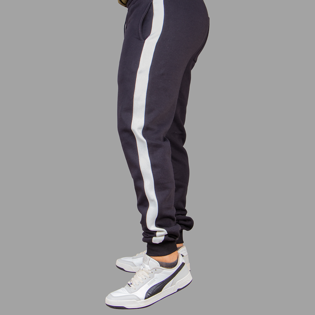 Men's Black Sweatpants Set (White Stripes)