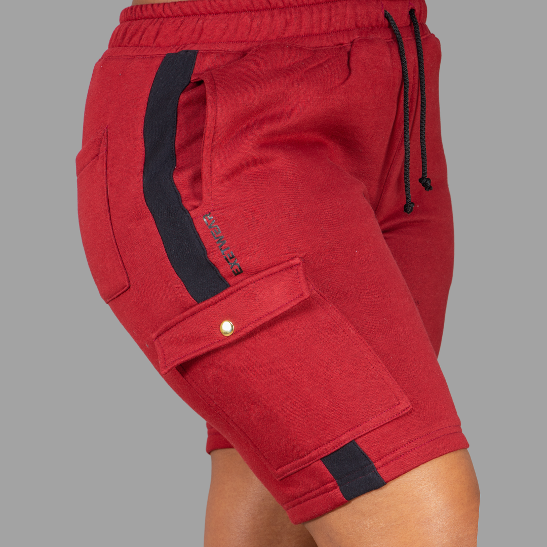 Women Maroon/Black SweatShort