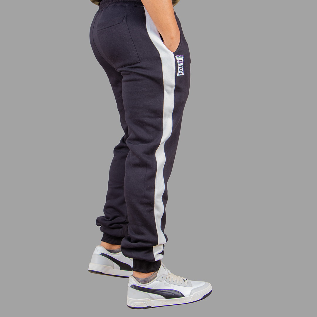 Men's Black Sweatpants Set (White Stripes)