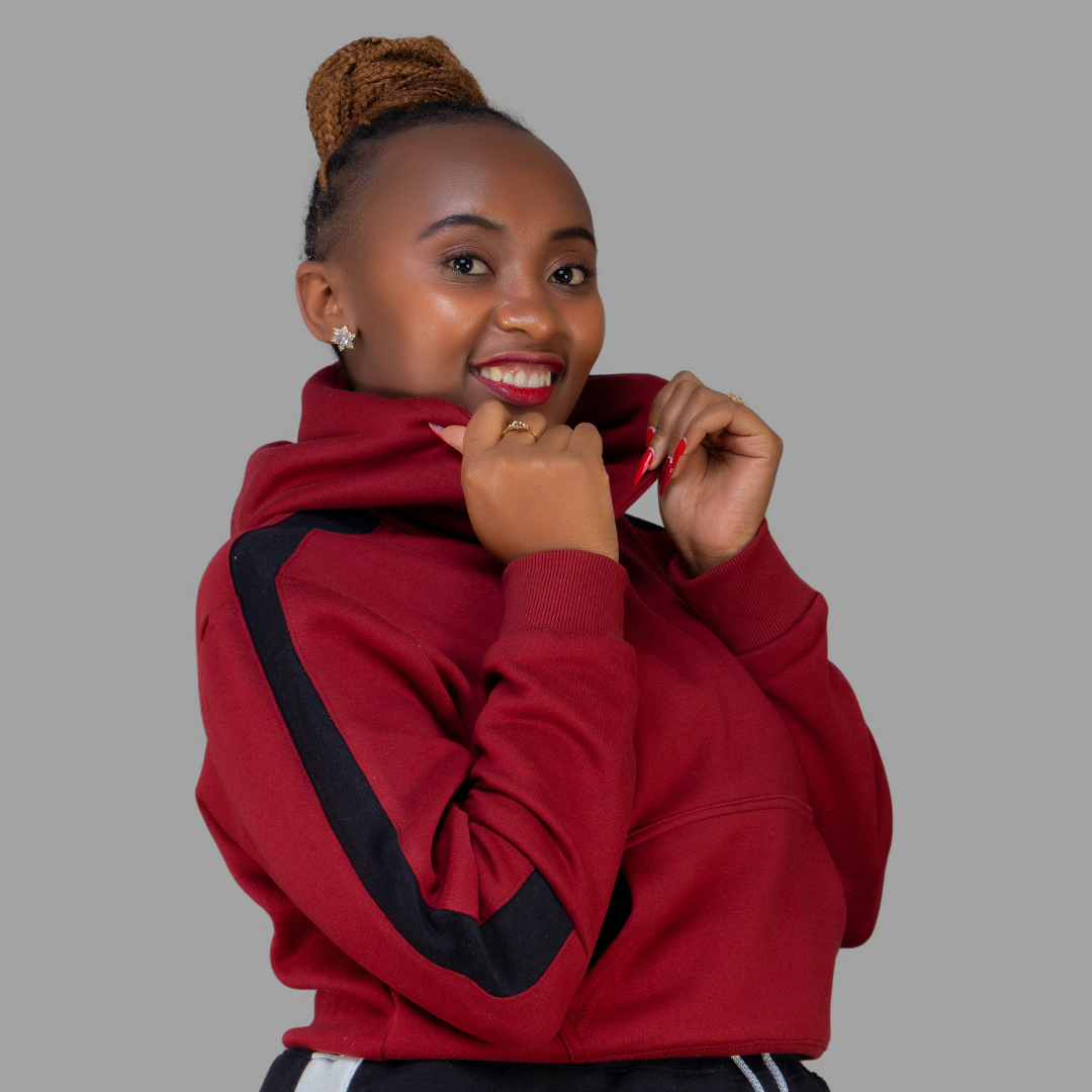 Women Maroon/Black Hoodie