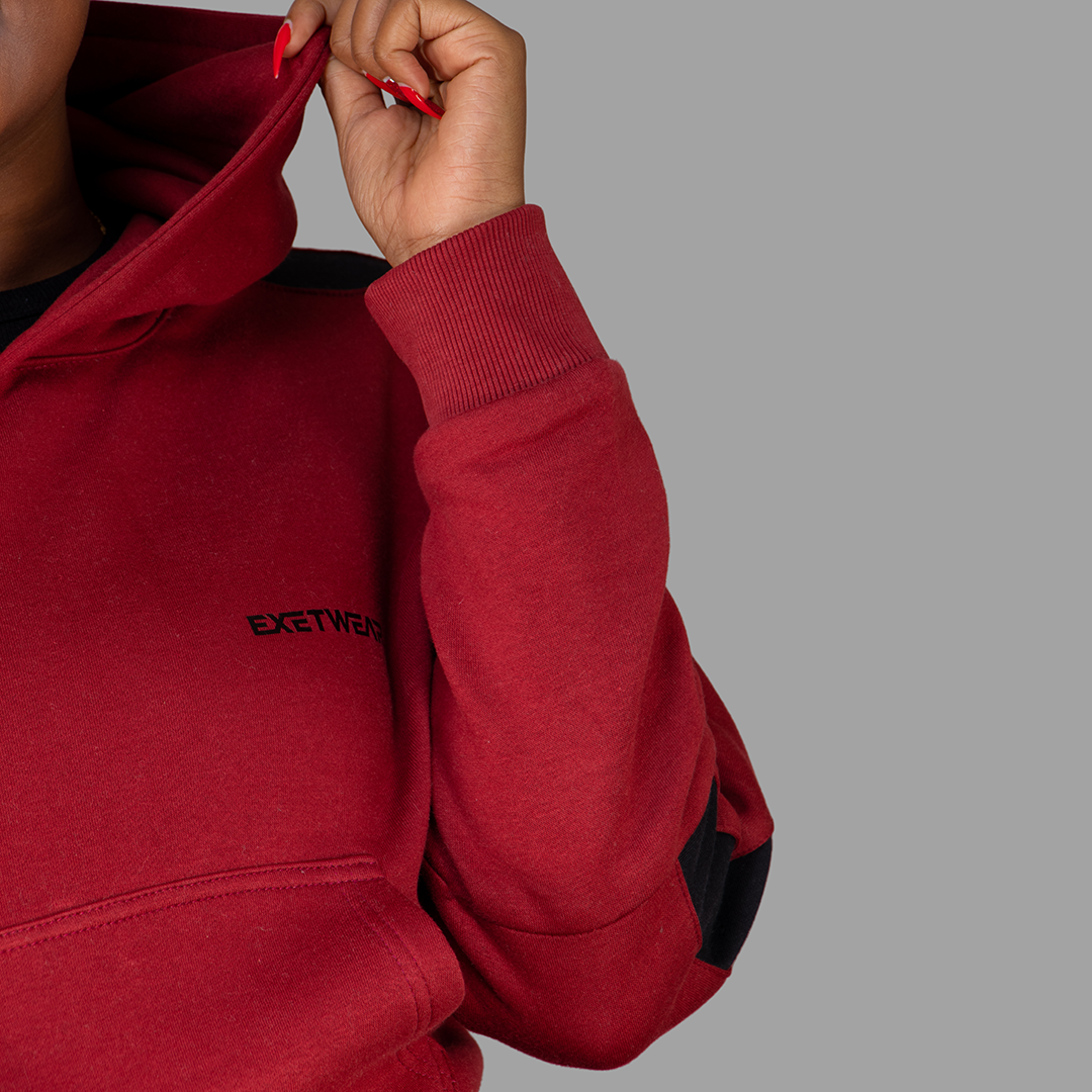 Women Maroon/Black Hoodie