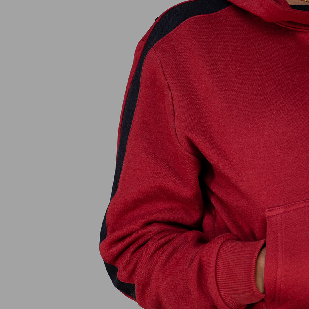 Women Maroon/Black Hoodie