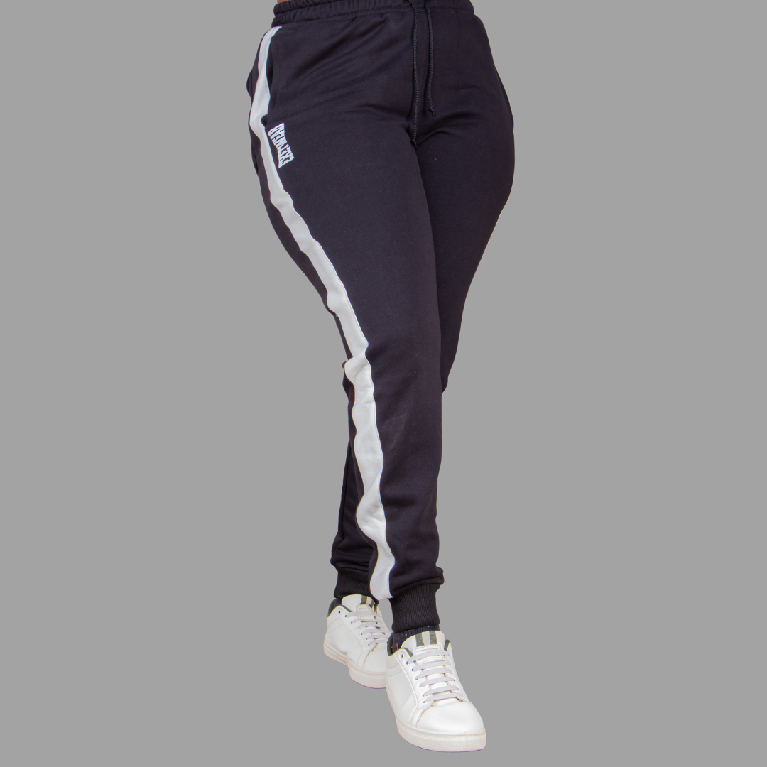 Women's Black Sweatpants Set (White Stripes)