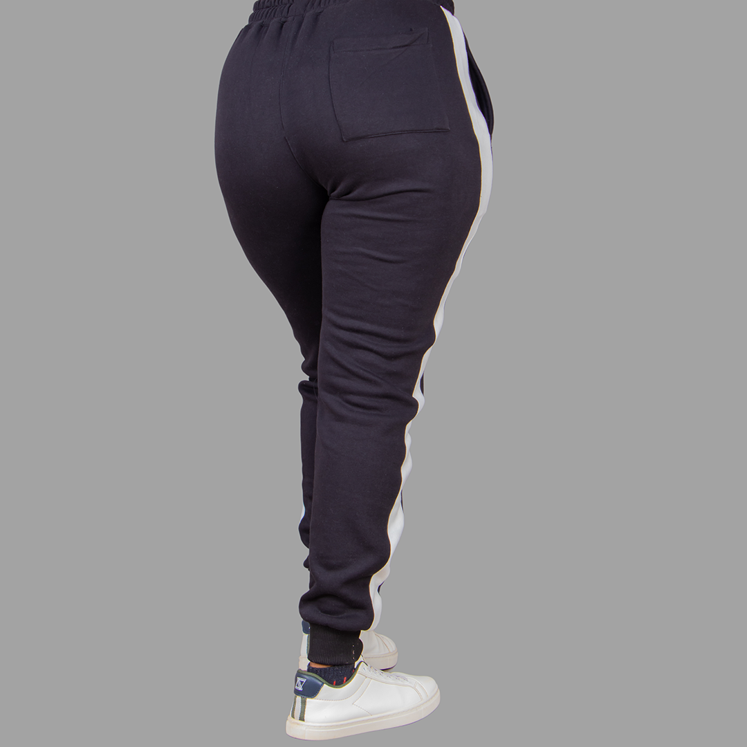 Women's Black Sweatpants Set (White Stripes)