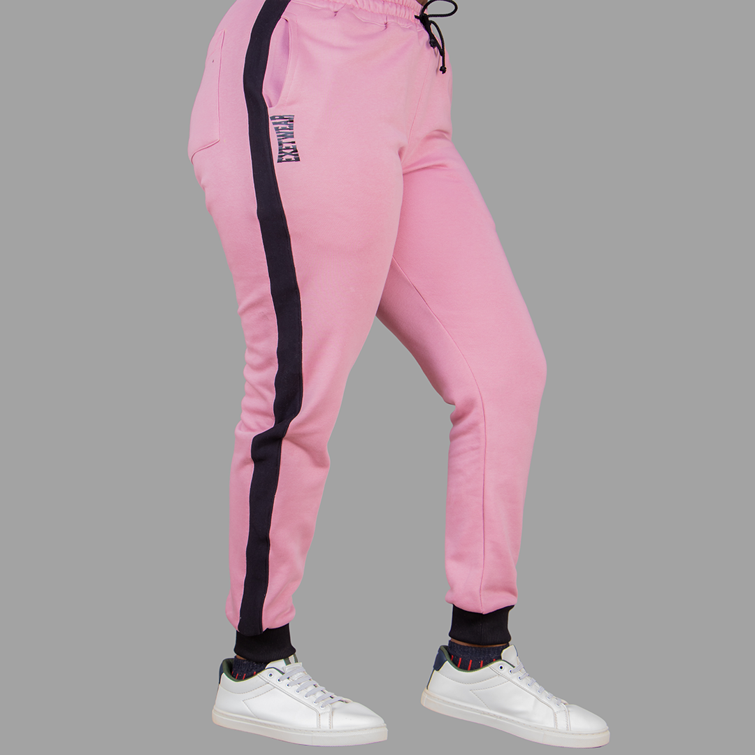 Women's pink Sweatpants (Black Stripe)