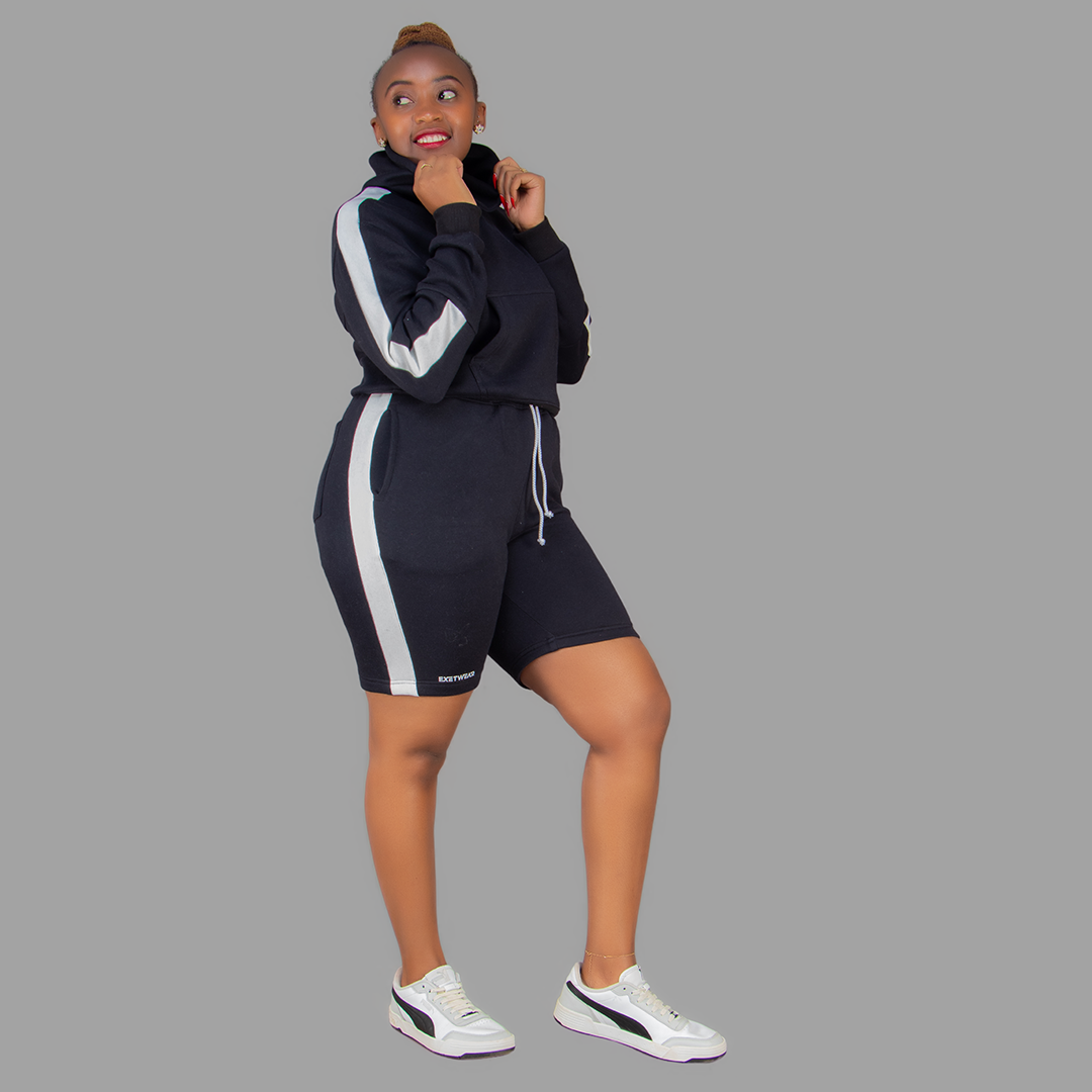 Women Black/White Short Set