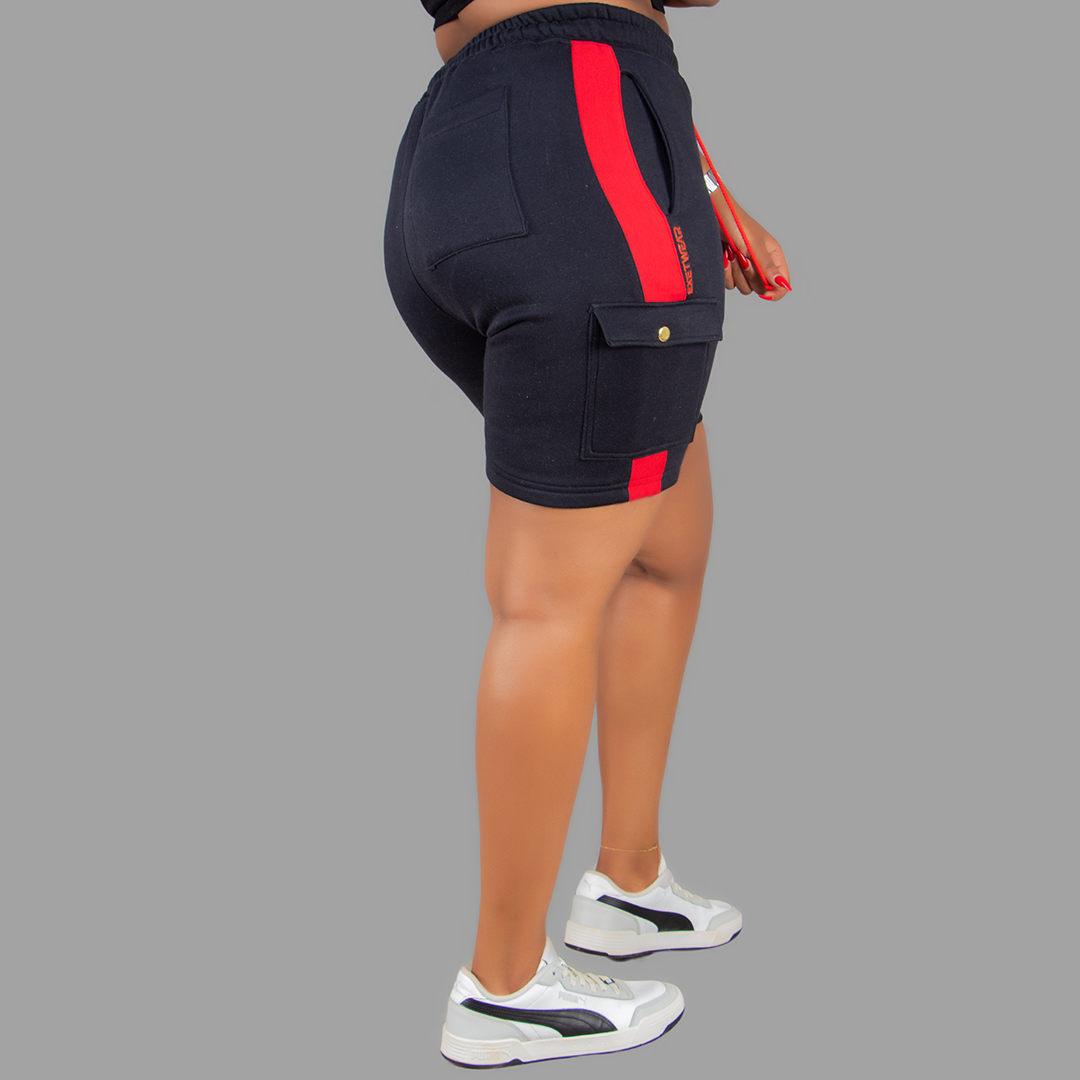 Women Black/Red Sweatshort Set