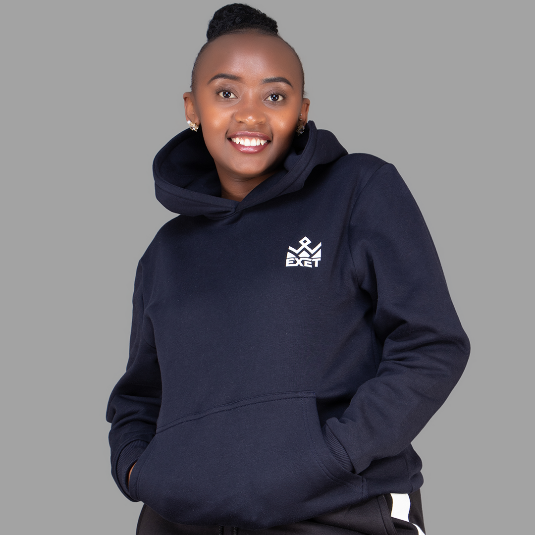 Women's Dark Navy Blue Hoodie-Short Set.