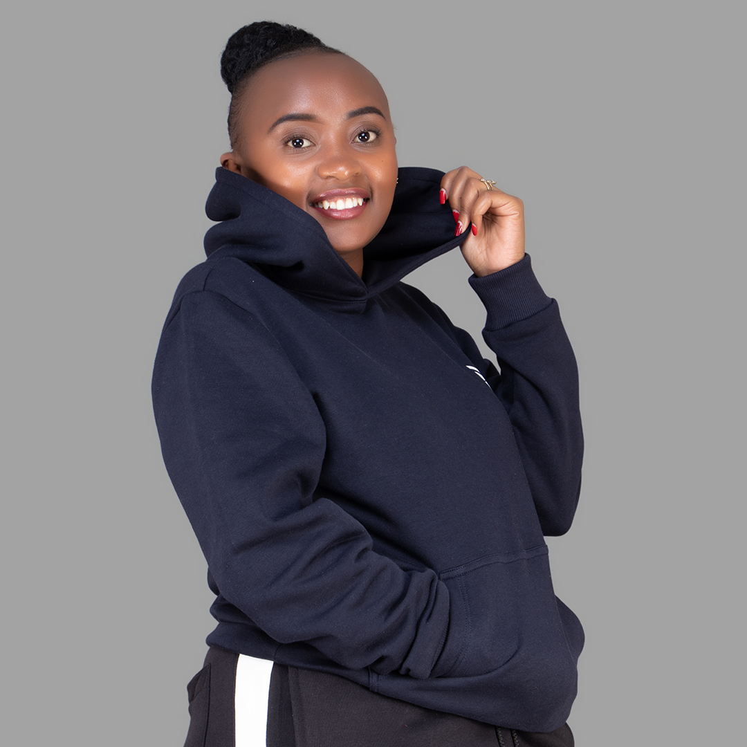 Women's Dark Navy Blue Hoodie-Short Set.