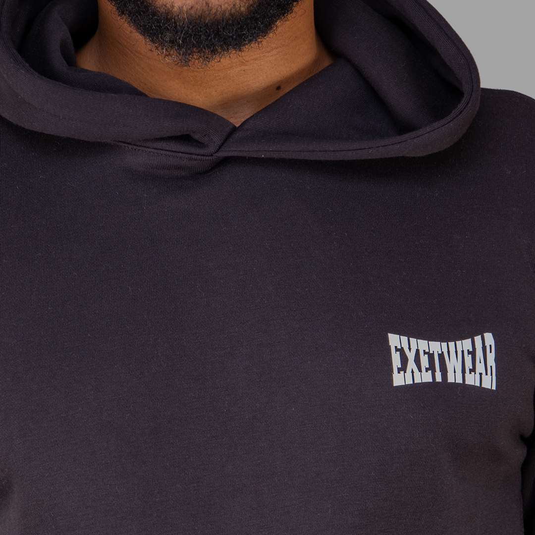 Exetwear Hoodie in Black (White Stripes)