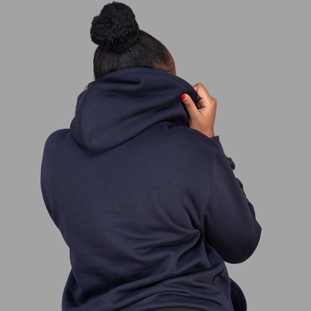 Women's Dark Navy Blue Hoodie-Short Set.