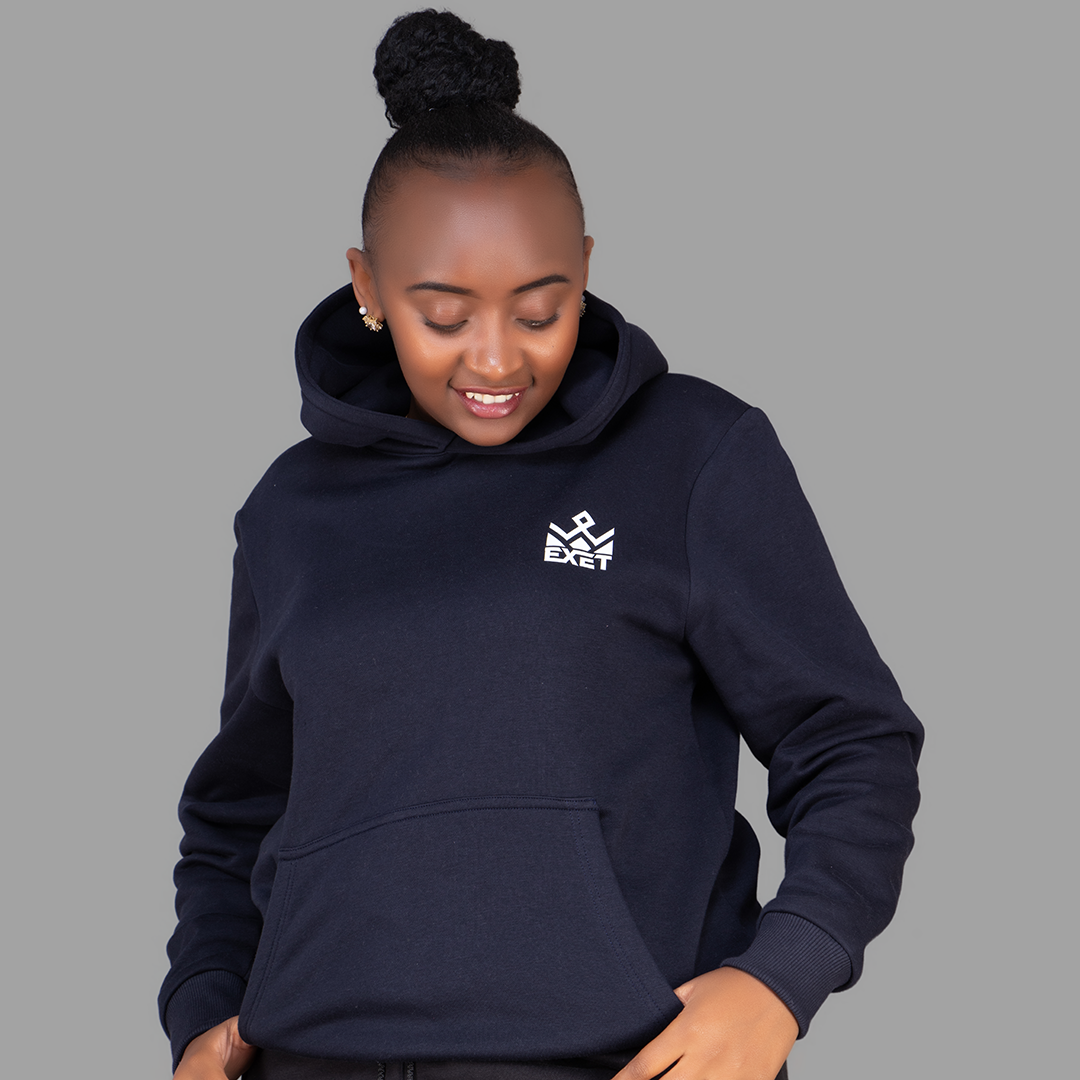 Women's Dark Navy Blue Hoodie-Short Set.