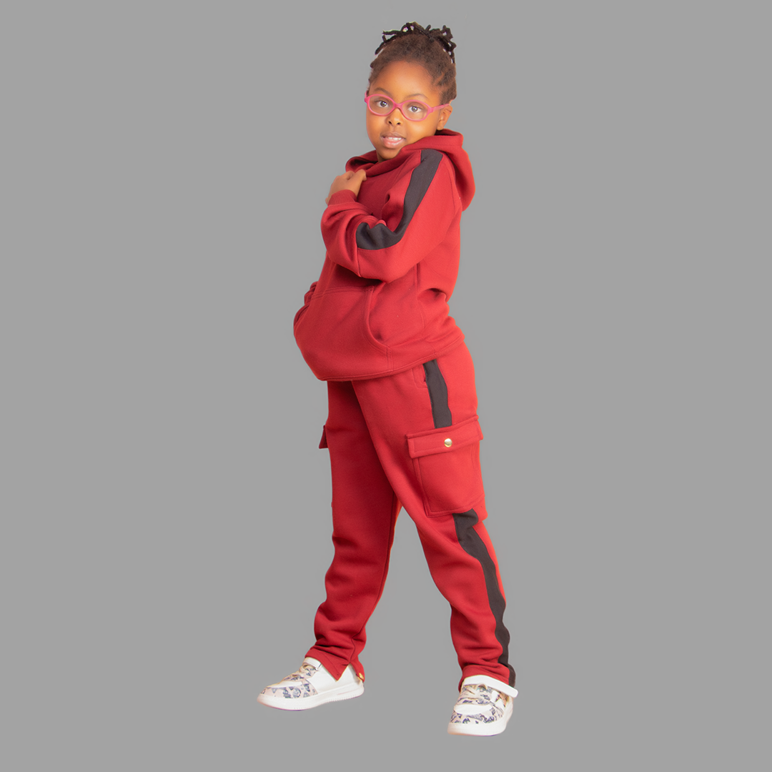 Girls' Maroon Hoodie Set