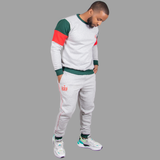 Men's Light Grey Sweatsuit Set (Striking Green/Red Accents)
