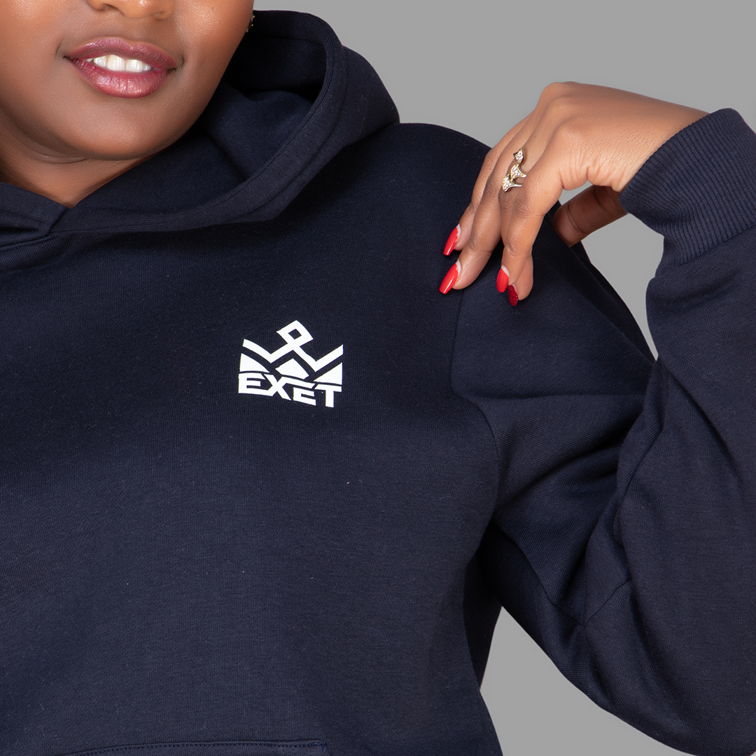 Women's Dark Navy Blue Hoodie-Short Set.